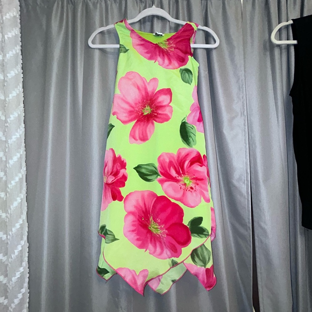 Jaclyn B Floral Print Sleeveless midi maxi handkerchief Dress Easter dress 7 95